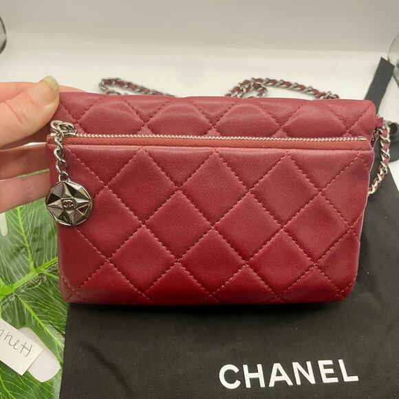 Chanel Quilted Flap Bag Classic Lambskin WOC Mini Wallet on Chain Mineral Nights - Picture 12 of 16